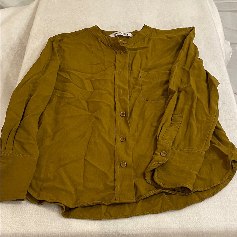Zara Mustard Button-Up Shirt